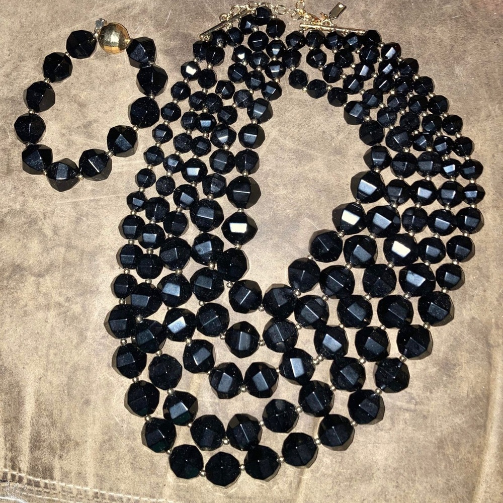 Kate Spade black layered bead necklace and bracelet